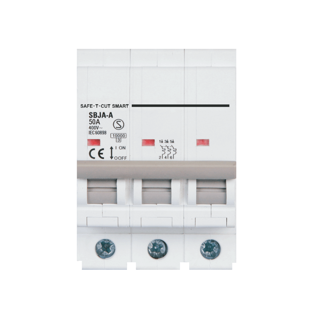 เซอร์กิตเบรกเกอร์ 50 แอมป์ 3 โพล 10KA เซฟ-ที-คัท สมาร์ท รุ่น US สีขาว